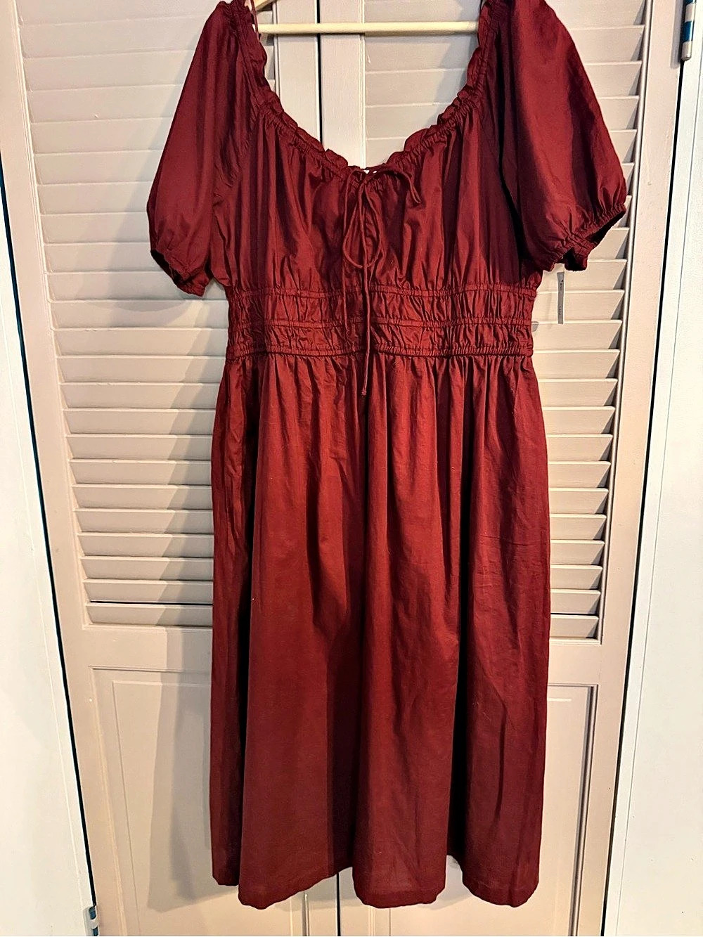 Old Navy XL Burgundy Puff Sleeve Midi Dress New Tags